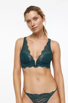 Кружевной бюстгальтер на косточках H&amp;M, темно-зеленый