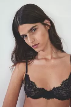 Кружевной бюстгальтер на косточках H&M, черный