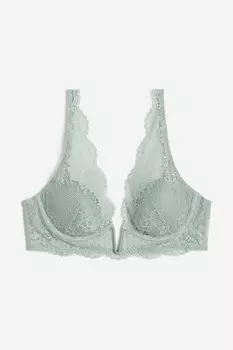 Кружевной бюстгальтер на косточках с мягкой подкладкой H&M, светло-зеленый