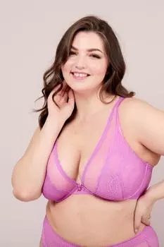 Кружевной бюстгальтер на косточках с зигзагом Oola Lingerie, фиолетовый