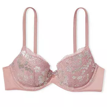 Кружевной бюстгальтер на легкой подкладке Victoria's Secret Body by Victoria Demi, светло-розовый