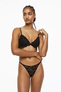 Кружевной бюстгальтер на подкладке H&amp;M, черный