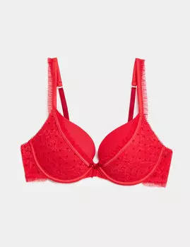 Кружевной бюстгальтер пуш-ап Anna с завязками Boutique, ярко-красный