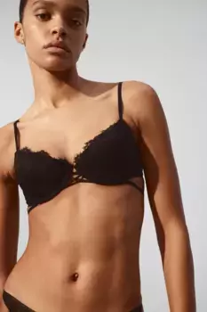Кружевной бюстгальтер пуш-ап H&M, черный