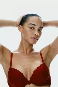 Кружевной бюстгальтер пуш ап H&M, красный