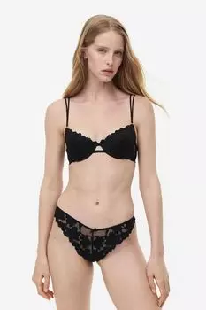 Кружевной бюстгальтер пуш-ап H&M, черный