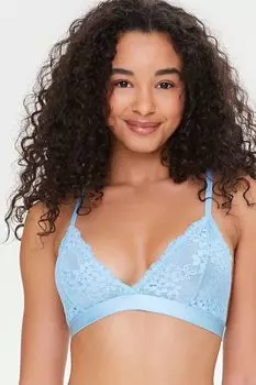 Кружевной бюстгальтер с цветочным принтом и Y-образной спинкой Forever 21, синий