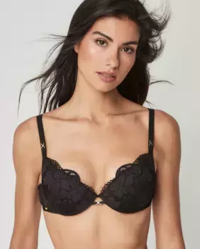 Кружевной бюстгальтер с цветочным принтом Selmark, черный