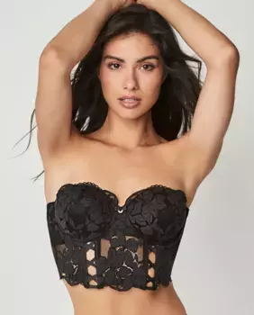 Кружевной бюстгальтер с лифом балконет с цветочным принтом Selmark, чёрный