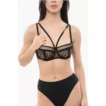 Кружевной бюстгальтер с логотипом на косточках Dolce & Gabbana, Black
