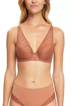Кружевной бюстгальтер с набивкой Esprit, коричневый