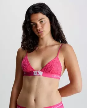 Кружевной бюстгальтер с треугольными чашками Calvin Klein, розовый