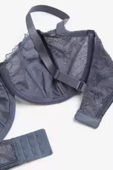 Кружевной бюстгальтер со вставками и без подкладки H&M, синий