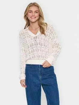 Кружевной джемпер поло juna Saint Tropez, кремовый