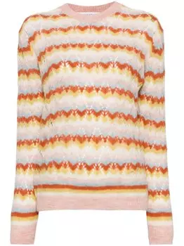 Кружевной джемпер в полоску Maison Kitsun, нейтральный цвет