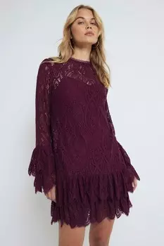 Кружевной галстук платье футляр River Island, красный
