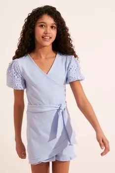 Кружевной комбинезон и пышными рукавами Lipsy, синий