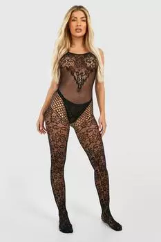 Кружевной комбинезон ко Дню святого Валентина boohoo, черный