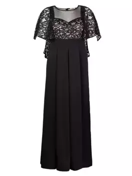 Кружевной комбинезон Plus с очаровательными пайетками Kiyonna, черный