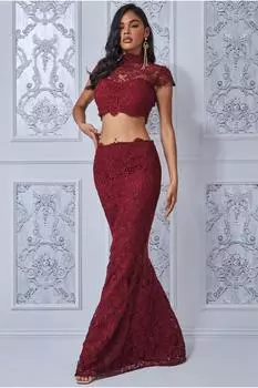 Кружевной комплект крючком Goddiva, красный