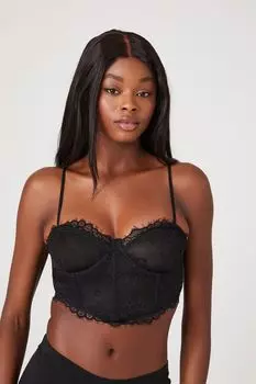 Кружевной корсетный бюстгальтер Forever 21, черный