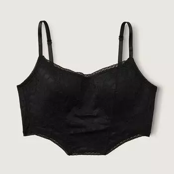 Кружевной корсетный топ Victoria's Secret Pink Lightly Lined, черный