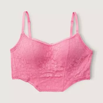 Кружевной корсетный топ Victoria's Secret Pink Lightly Lined, розовый