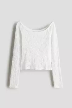 Кружевной лонгслив H&M, белый