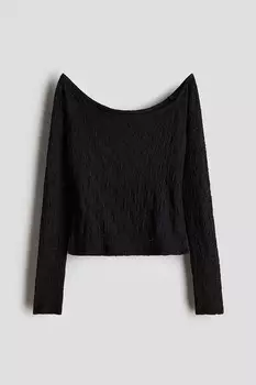 Кружевной лонгслив H&M, черный