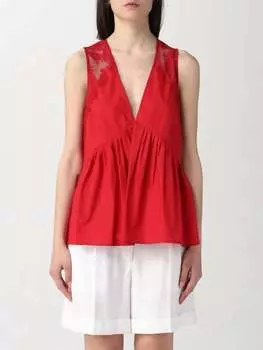 Кружевной поплиновый топ в цвете Rosso TWINSET, красный