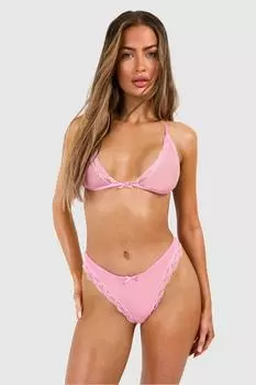 Кружевной сетчатый бралетт boohoo, розовый