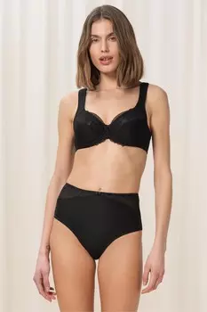 Кружевной современный хлопковый бюстгальтер на косточках Triumph, черный