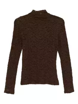 Кружевной свитер с высоким воротом Seventy, коричневый