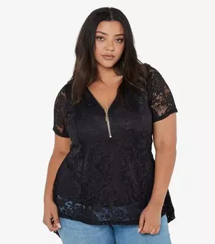 Кружевной топ абрикосового цвета с изгибами Apricot, черный