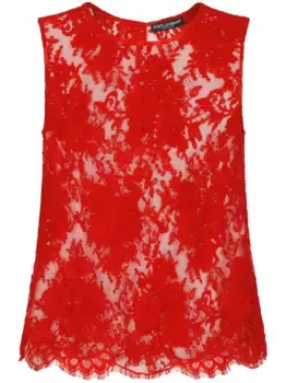 Кружевной топ без рукавов DOLCE & GABBANA, красный