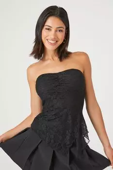 Кружевной топ без рукавов Sweetheart Forever 21, черный