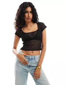 Кружевной топ COLLUSION с квадратным вырезом