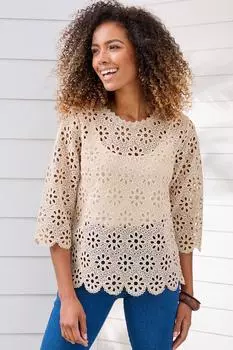 Кружевной топ Cotton Traders, белый