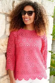 Кружевной топ Cotton Traders, розовый