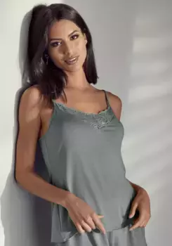 Кружевной топ LASCANA с элегантными кружевными деталями, цвет Petrol