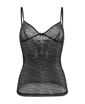 Кружевной топ на бретельках Dsquared2, черный