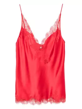 Кружевной топ на бретелях Carine Gilson, красный