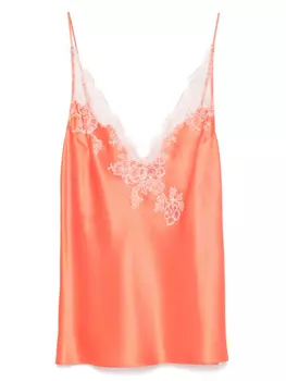Кружевной топ на бретелях Carine Gilson, оранжевый