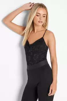 Кружевной топ на бретелях Pixiegirl Petite, черный