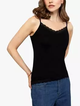 Кружевной топ на бретелях с v-образным вырезом Celtic & Co., черный