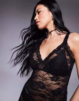 Кружевной топ River Island черного цвета
