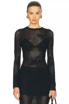 Кружевной топ с длинными рукавами и пуантами fleur du mal, черный