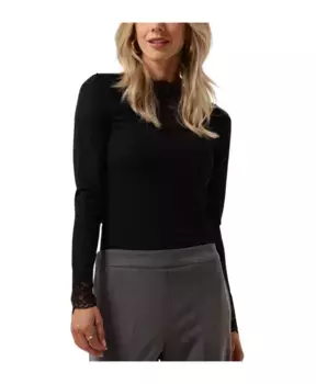 Кружевной топ с длинными рукавами Y.A.S, черный