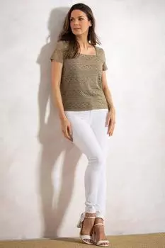 Кружевной топ с короткими рукавами Klass., хаки