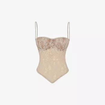 Кружевной топ с отделкой платком Фернанда House Of Cb, бежевый